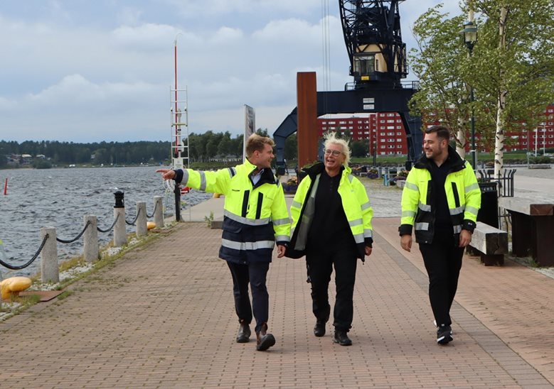 Projektledarna Max Bjurström, Sjöfartsverket, Linda Wikman, Luleå Hamn och Edin Maslesa, Sjöfartsverket.