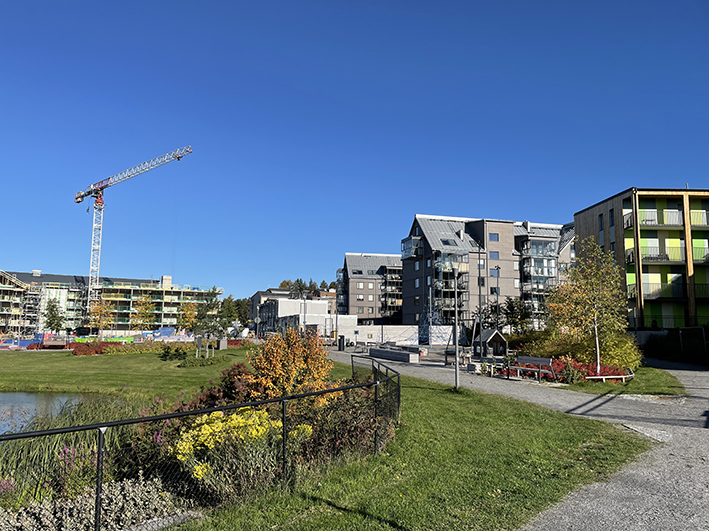 En bild från byggnation av delar av nya Kronan-området i Luleå