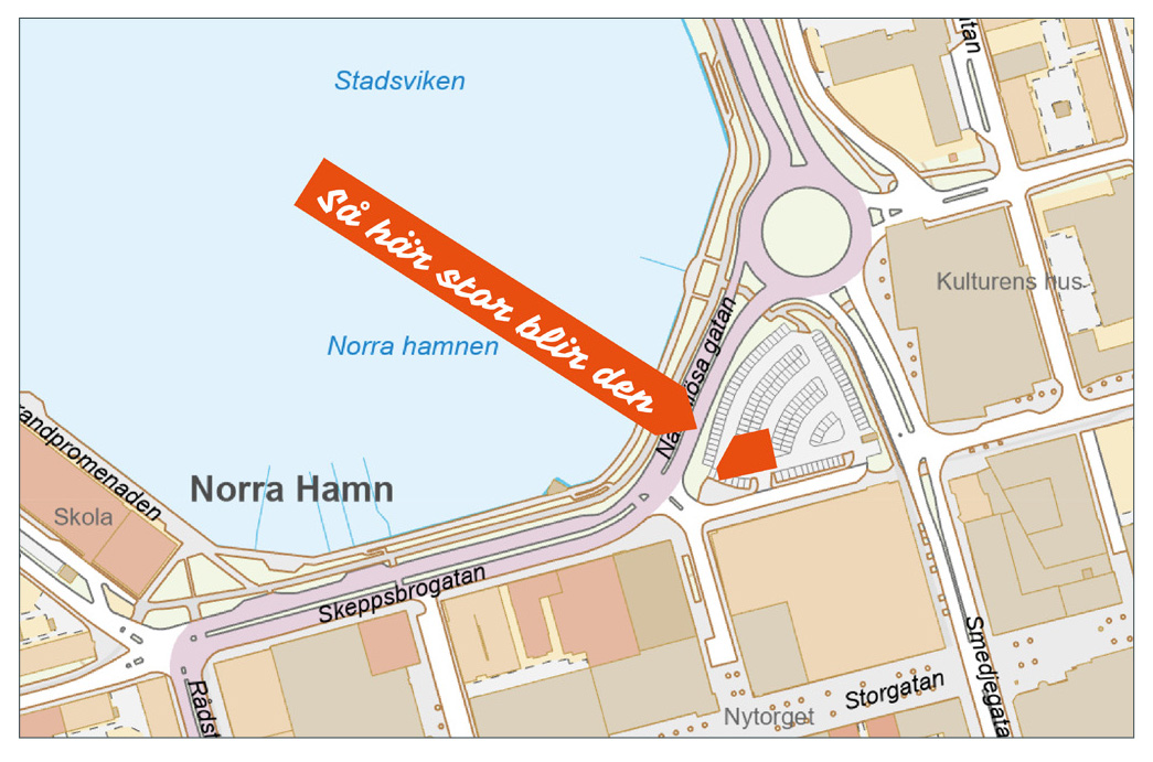 Kartbild som visar den nya fördelningsstationens placering och storlek.