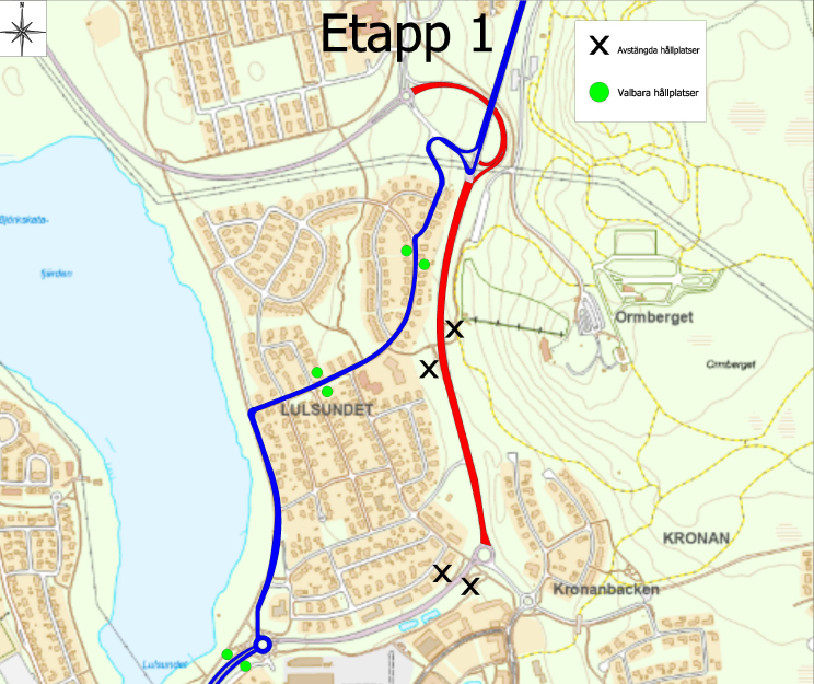 Omledning av bussar sker från Bensbyvägen in genom Lulsundet