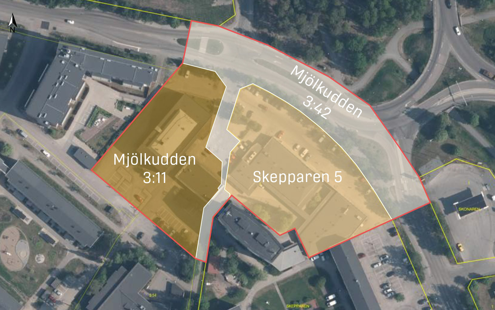 Karta över fastigheterna i området.