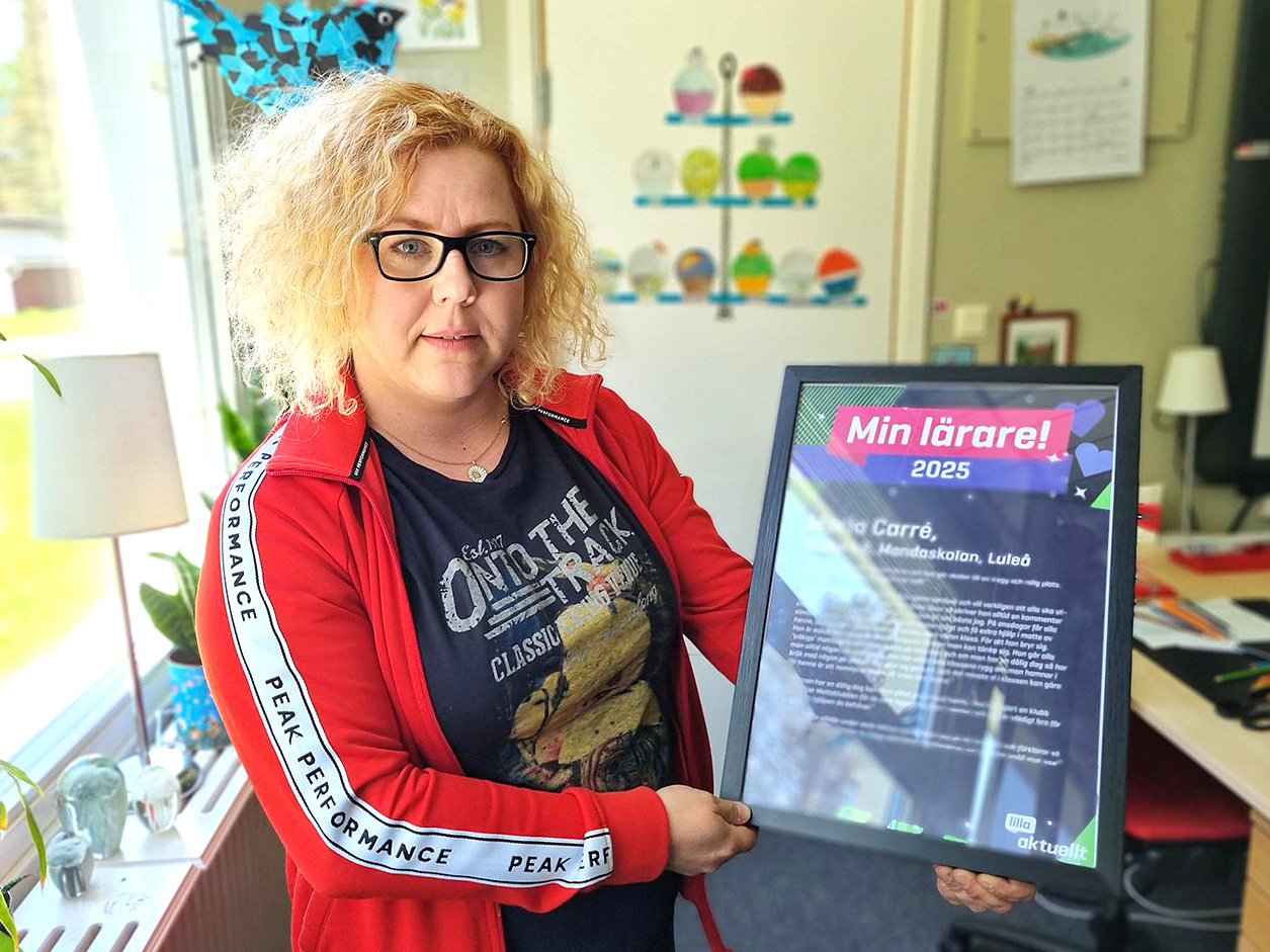 Mellanstadielärare Maria Carré på Mandaskolan har fått Lilla Aktuellts lärarpris "Min lärare" efter att ha blivit nominerad av sina elever. 