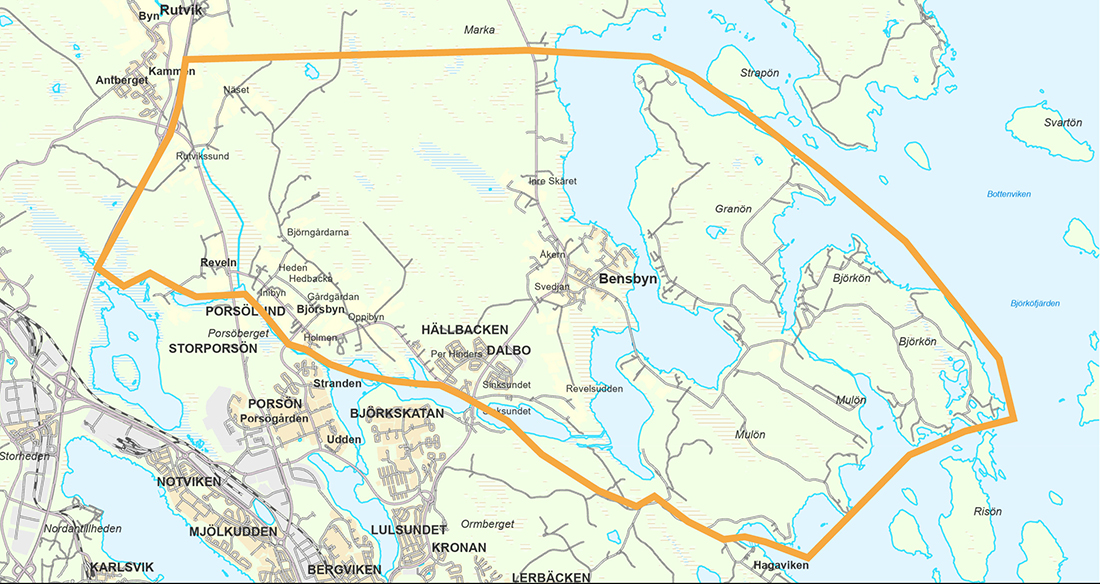 Arbetet med att ta fram en ny detaljplan är i sitt inledande skede för området kring Bensbyn , Brändön, Örarna, Rutviksreveln, Hällbacken och Dalbo.