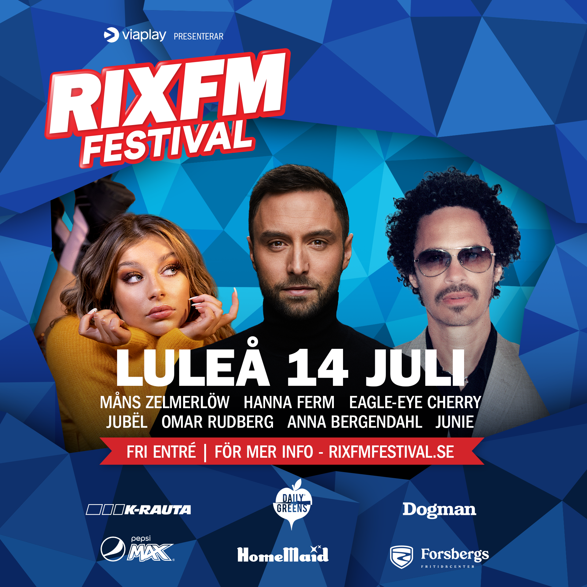 Luleåborna kan bland annat digga loss till Måns Zelmerlöw som medverkar i RIX FM Festival.