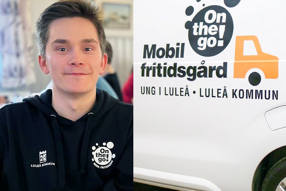 montage: en bild med ansikte på en kille, en bild med en bil 