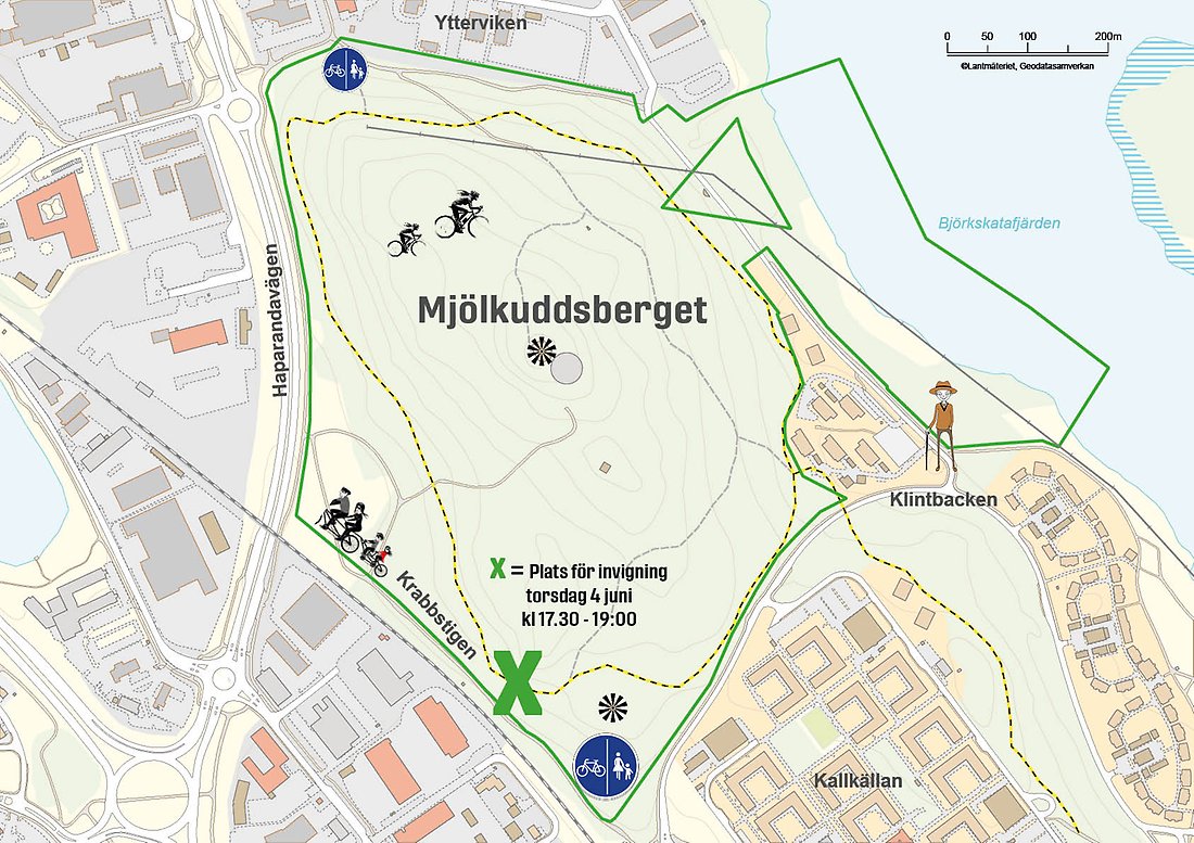 Karta över Mjölkuddsbergets naturreservat