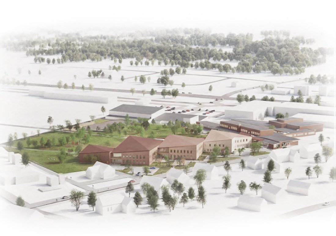Visionsbild av den nya byggnaden på Stadsöskolan