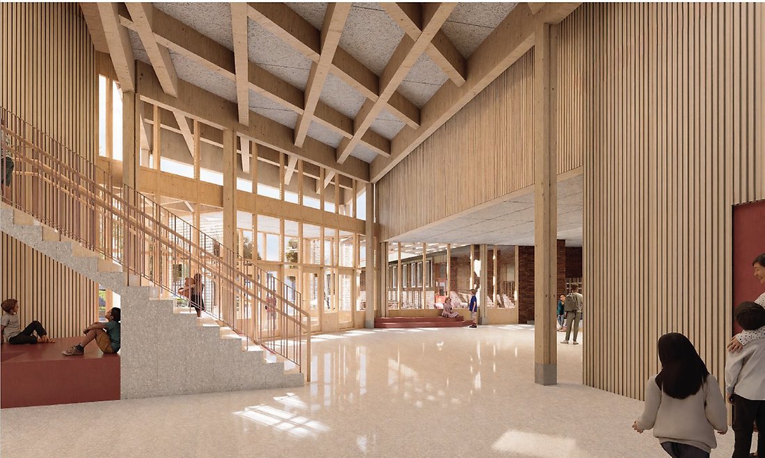 Visionsbild över den nya entrén på Stadsöskolan