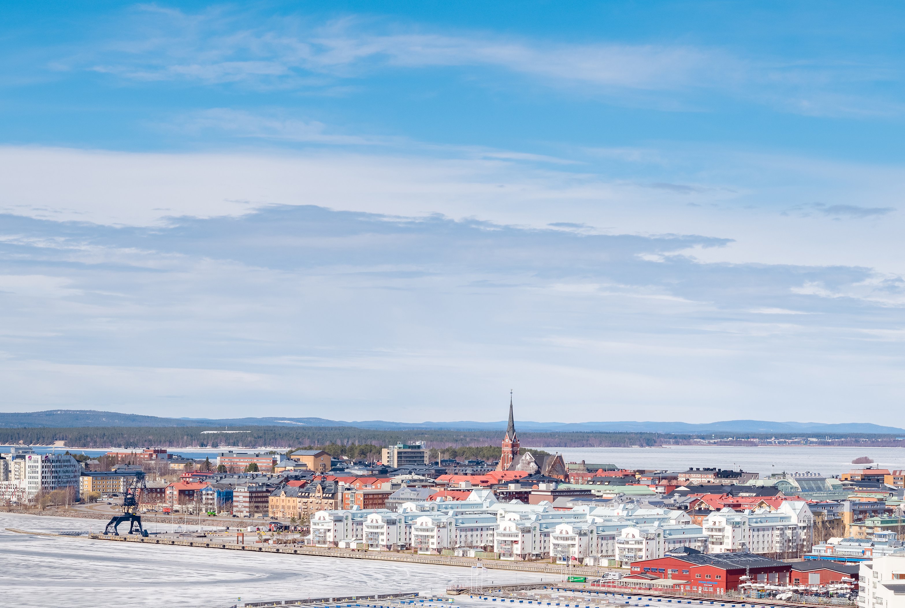 Drönarbild över Luleå stadskärna.