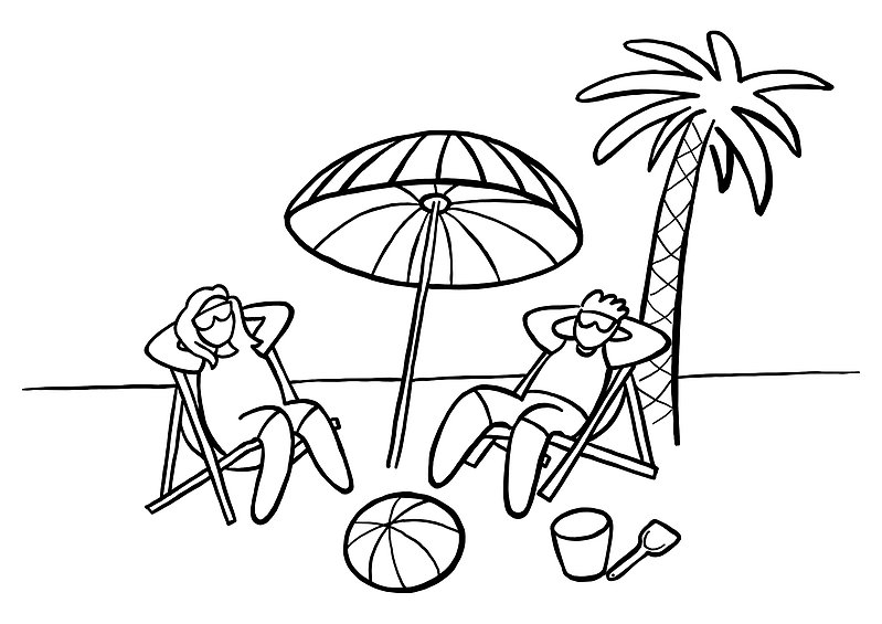 illustration på solbadare
